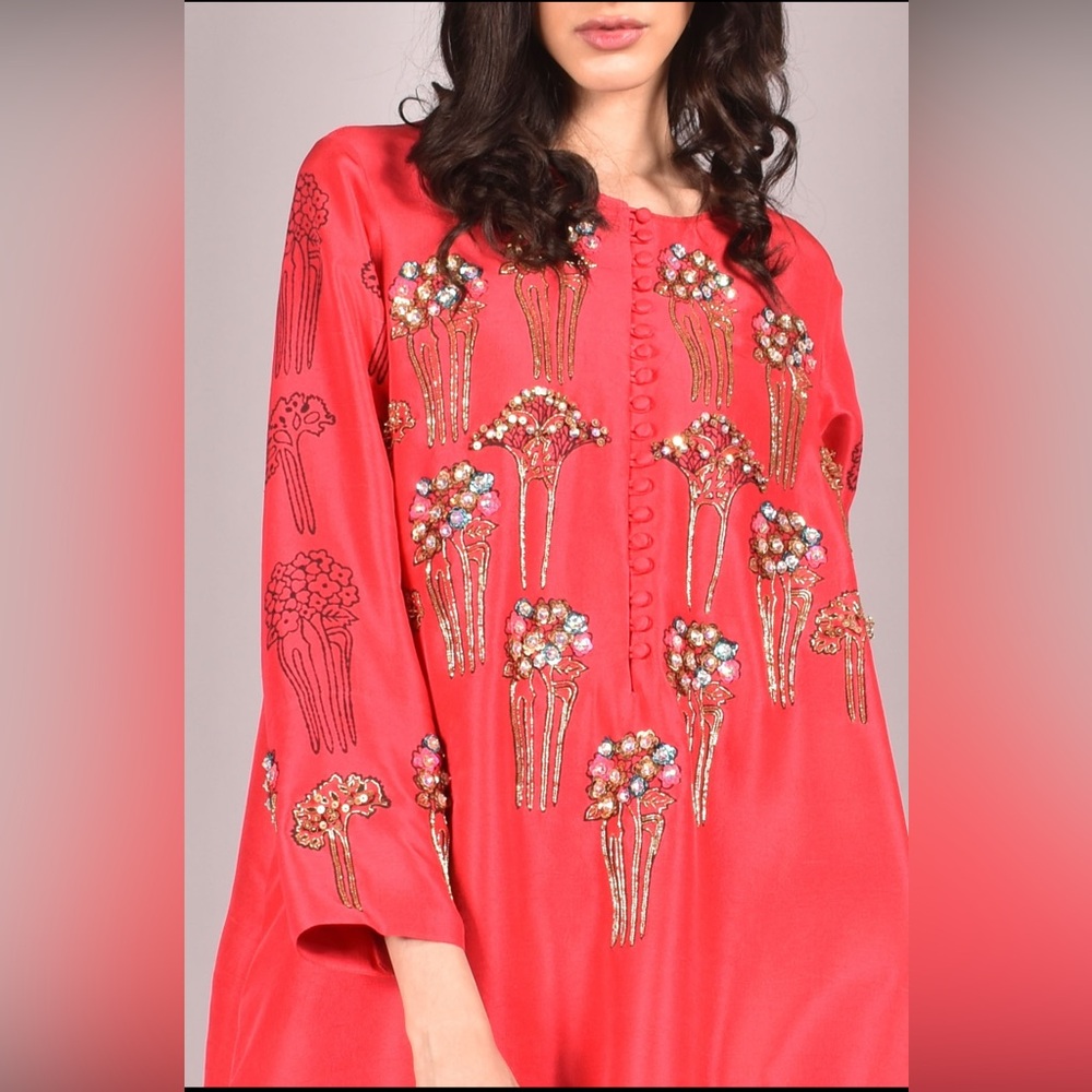 Elegant Red Embellished Maxi Dress by Muse luxe
